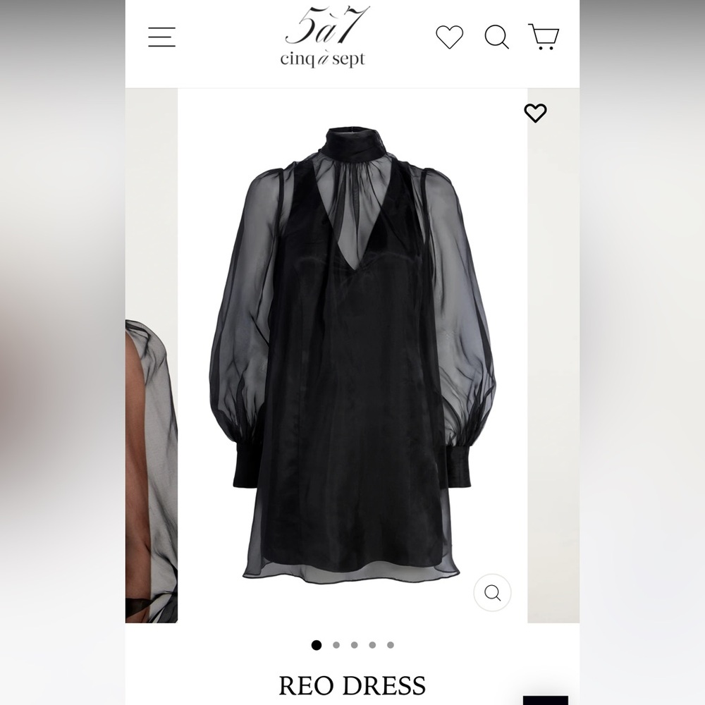 cinq a sept Sheer Black Long Sleeve Dress